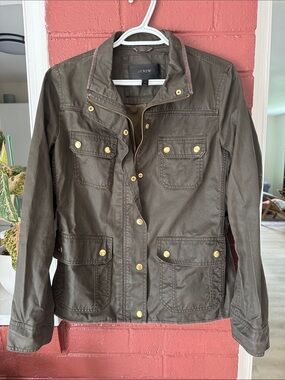 J. Crew Downtown Field Olive Utility Jacket with Gold-Tone Hardware Medium